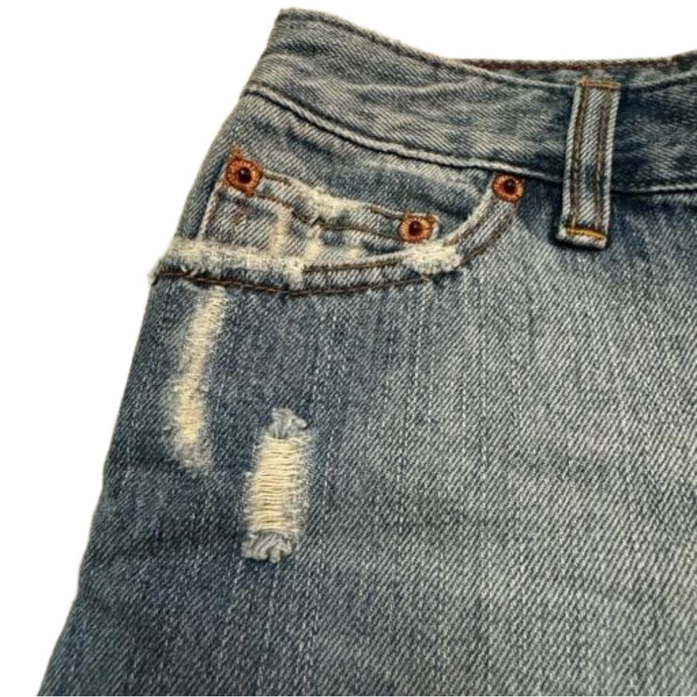 American Eagle Blue Jean Shorts Size 4 Distressed Pockets Zip Front NWT - Picture 7 of 16